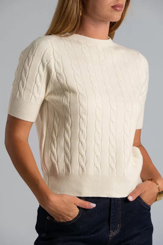 Short Sleeve Knitted Blouse Braid