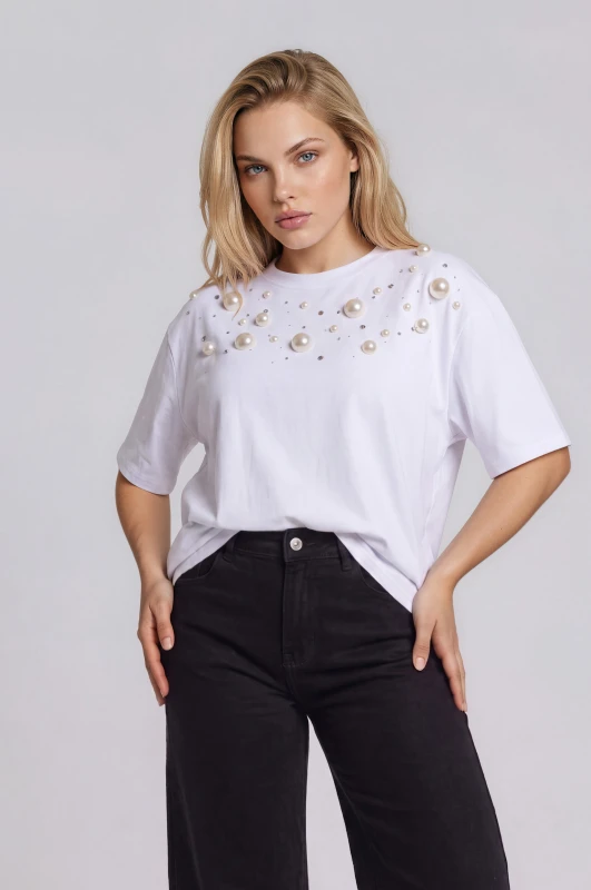 Short-sleeved Blouse Cotton Decorative Details