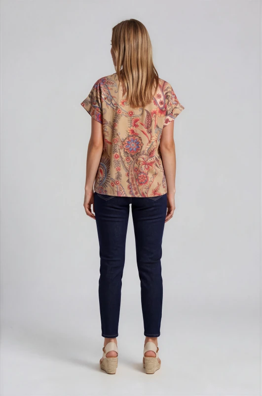 Blouse Short-Sleeve Cotton Floral Lahour