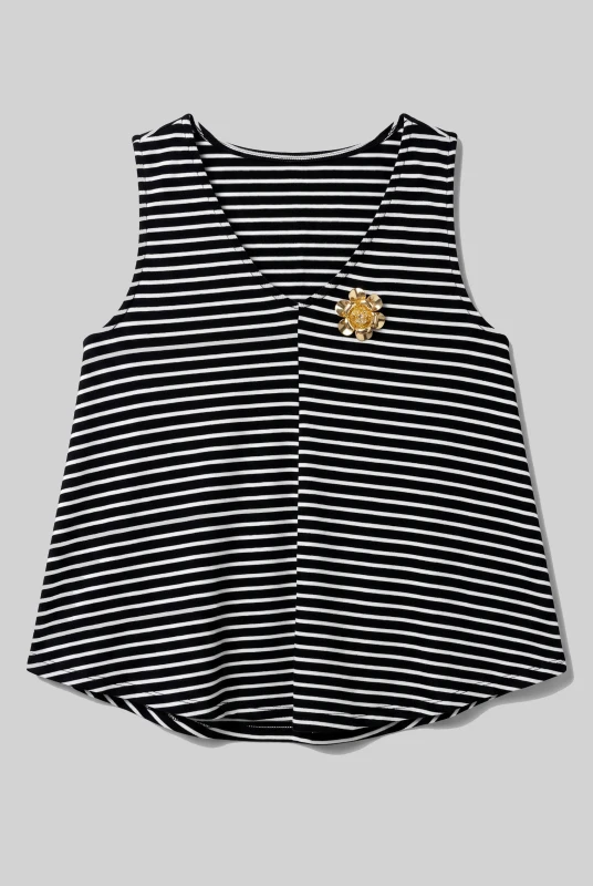 Blouse Corduroy Striped with a Brooch