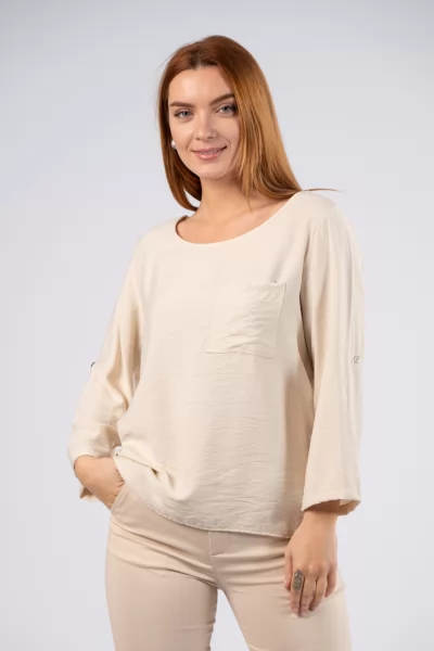 Blouse Buttons Back Beige