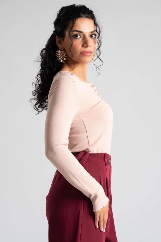 Blouse Buttons Ruffles Finish