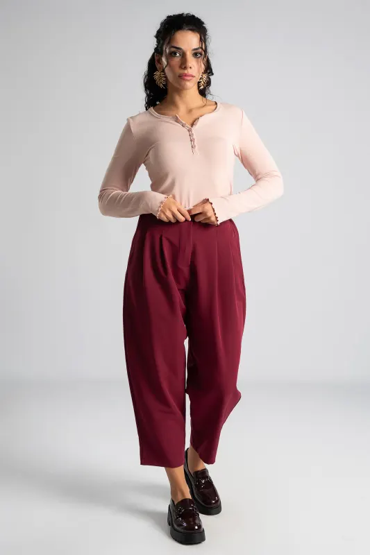 Blouse Buttons Ruffles Finish