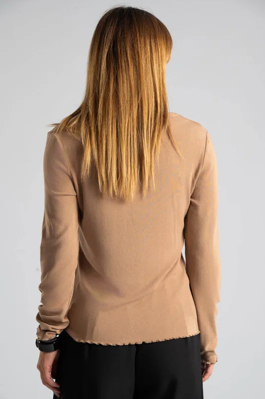 Blouse Buttons Ruffles Finish