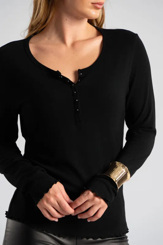 Blouse Buttons Ruffles Finish