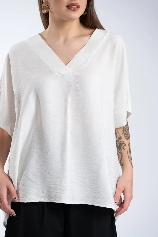 Crep V-Neck Blouse 
