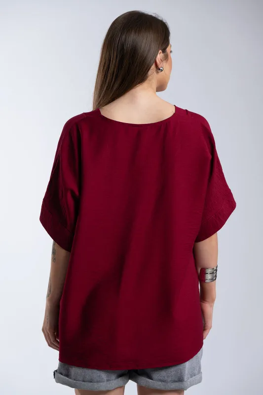 Crep V-Neck Blouse 