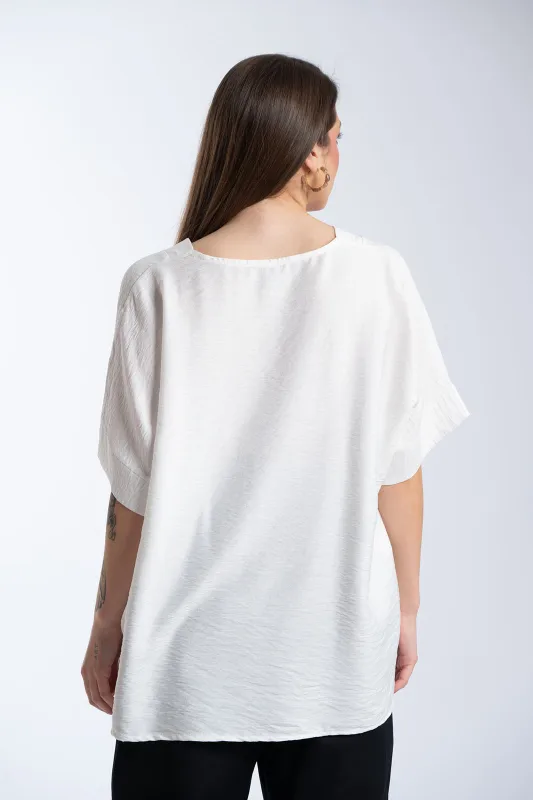 Crep V-Neck Blouse 