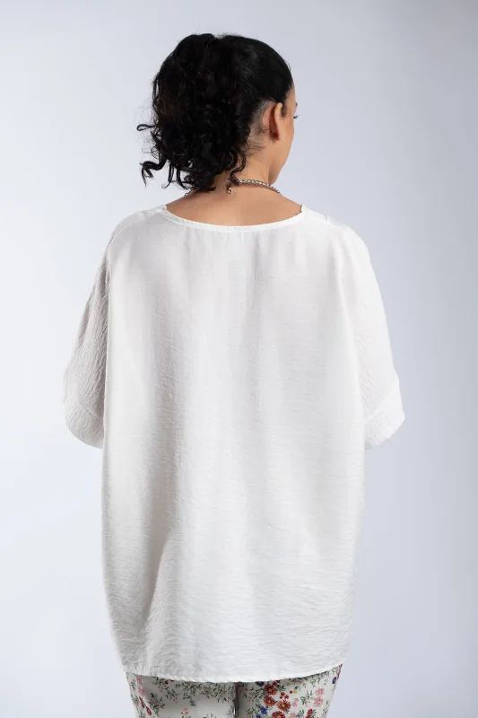 Crep V-Neck Blouse 