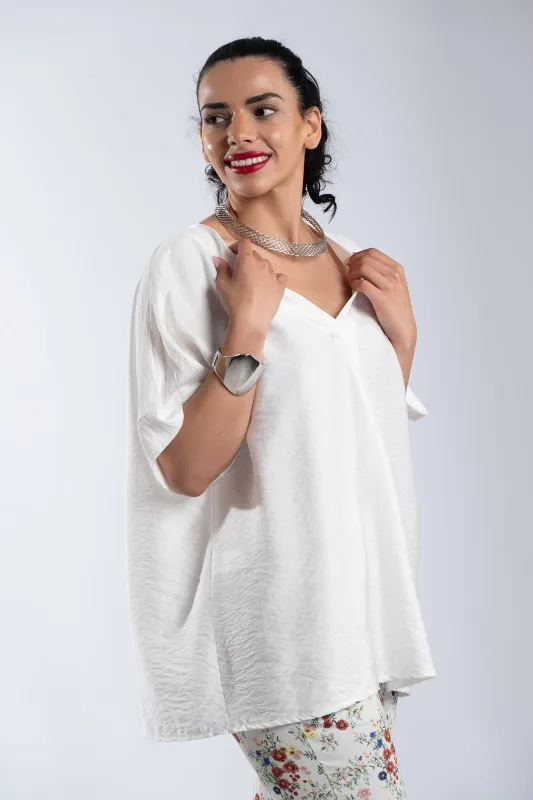 Crep V-Neck Blouse 