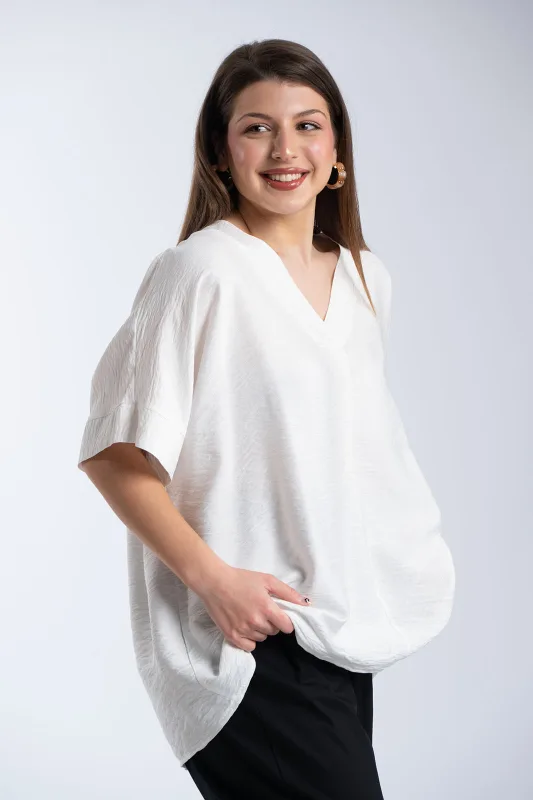 Crep V-Neck Blouse 