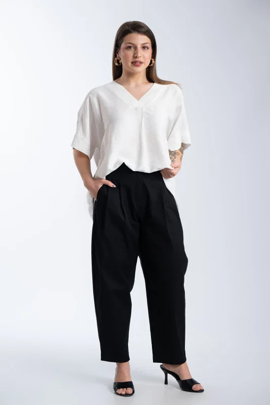Crep V-Neck Blouse 
