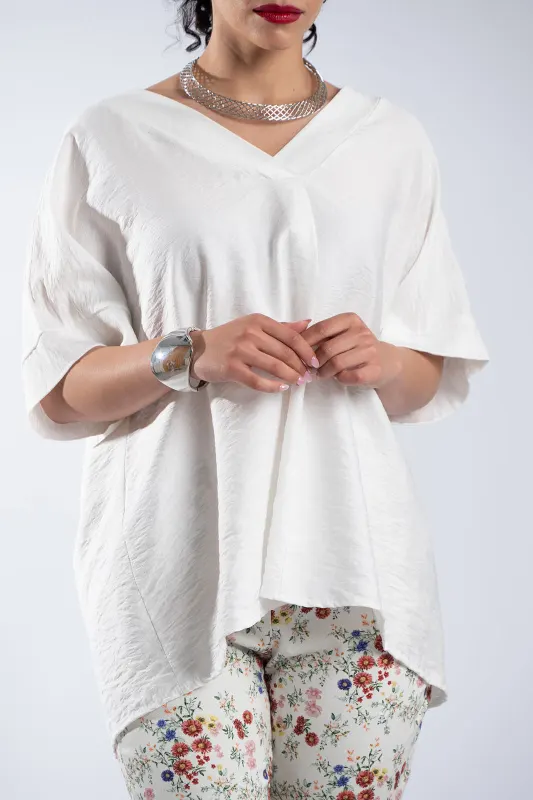 Crep V-Neck Blouse 