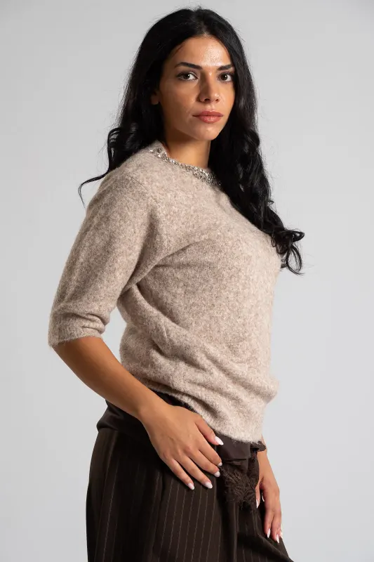Blouse Round Neckline Strass