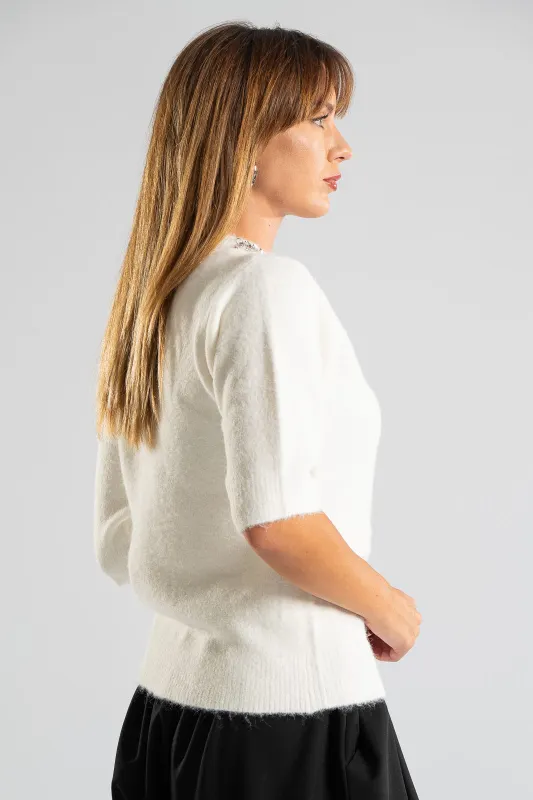 Blouse Round Neckline Strass