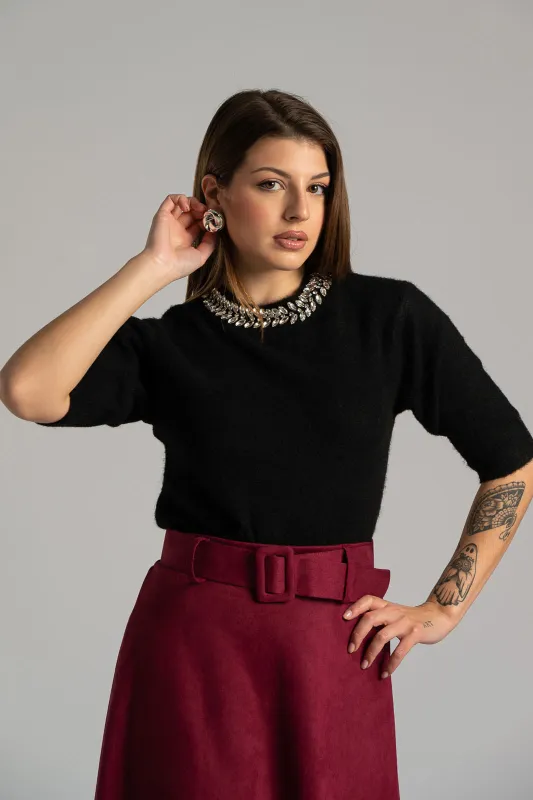 Blouse Round Neckline Strass