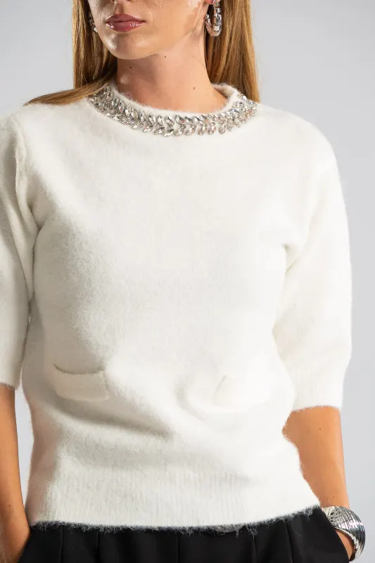 Blouse Round Neckline Strass