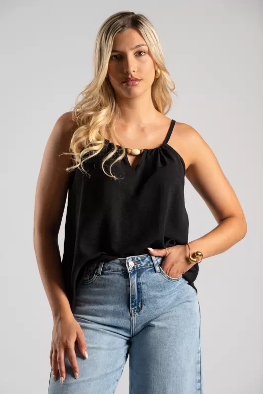 Blouse Slim Strap Beads