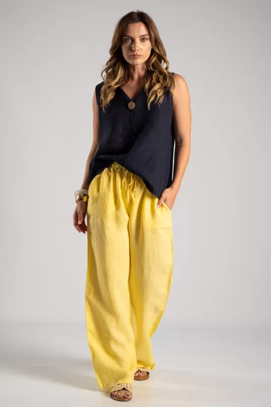 Blouse Linen Sleeveless Button