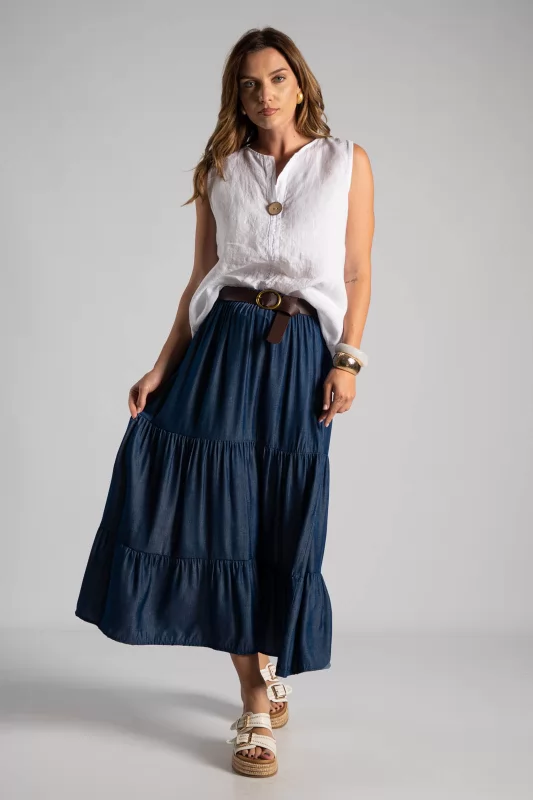 Blouse Linen Sleeveless Button