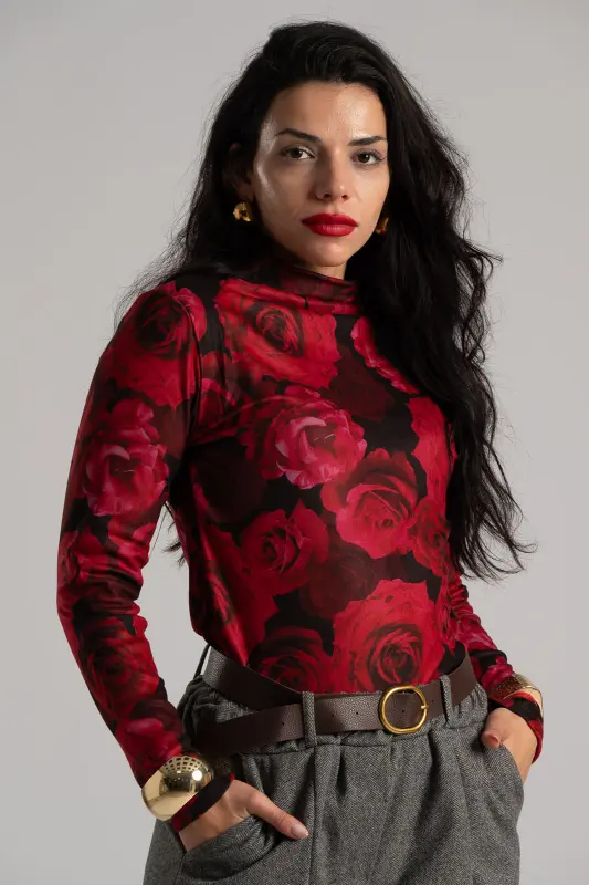 Blouse Lupeto Roses Suede 