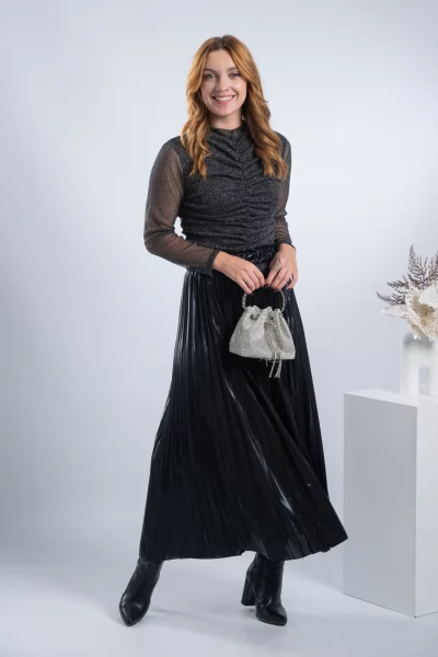 Μπλούζα Lurex Διαφάνεια Μαύρη