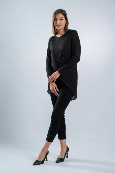 Μπλούζα Lurex Διαφάνεια Μαύρη
