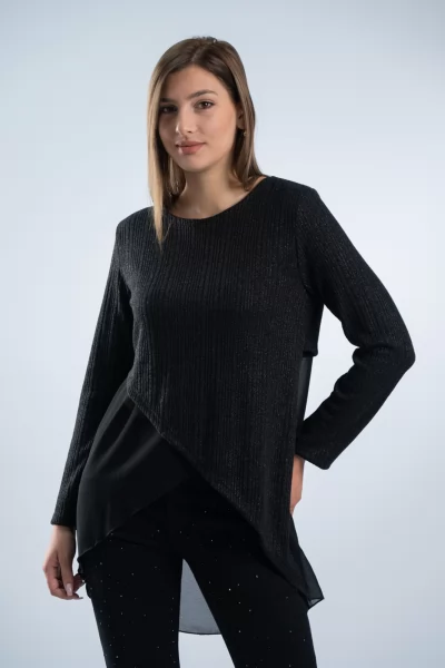 Μπλούζα Lurex Διαφάνεια Μαύρη