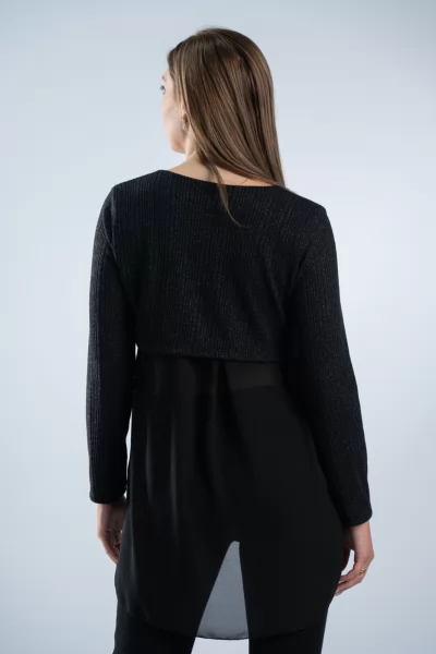 Μπλούζα Lurex Διαφάνεια Μαύρη