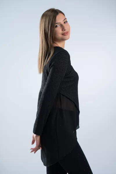 Μπλούζα Lurex Διαφάνεια Μαύρη