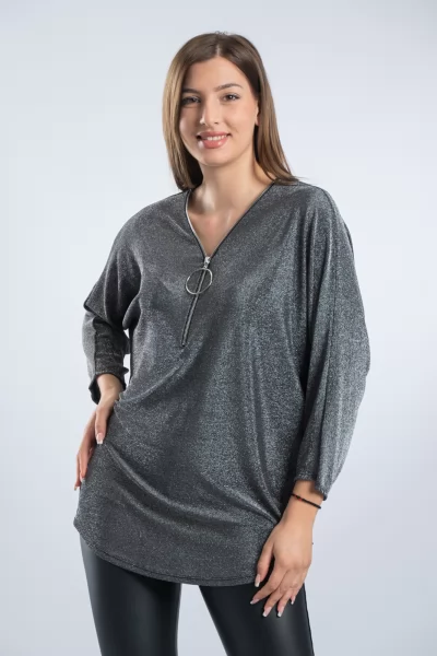 Μπλούζα Lurex Φερμουάρ Silver