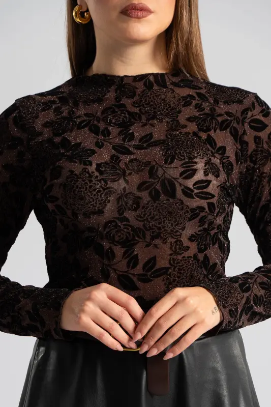 Lurex Blouse Floral Pattern