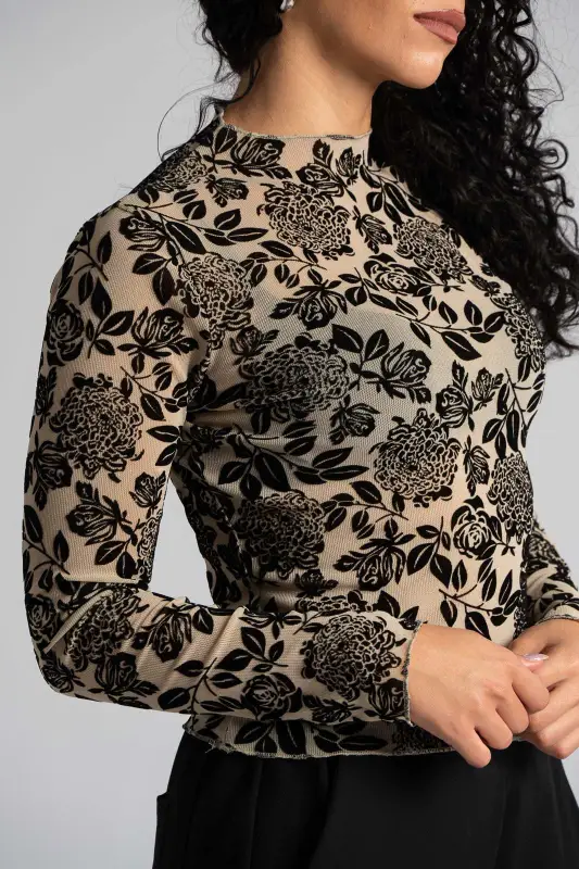 Lurex Blouse Floral Pattern