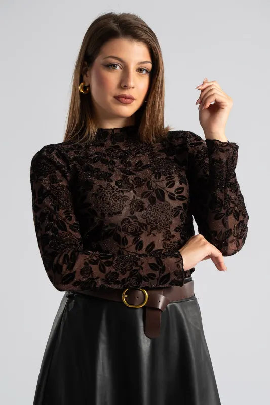 Lurex Blouse Floral Pattern