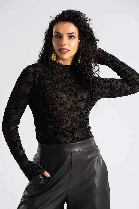 Μπλούζα Lurex Floral Pattern