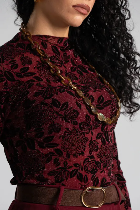 Lurex Blouse Floral Pattern