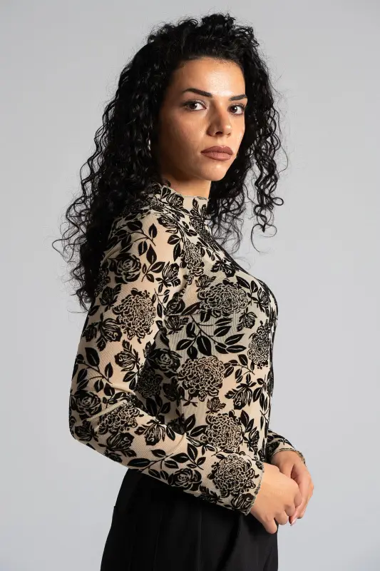 Lurex Blouse Floral Pattern
