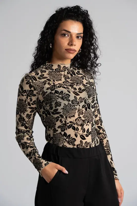 Μπλούζα Lurex Floral Pattern