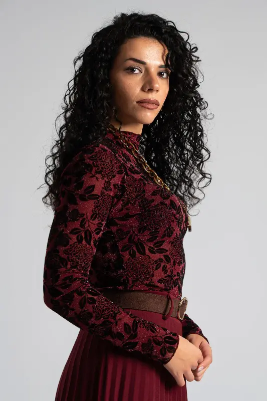 Lurex Blouse Floral Pattern