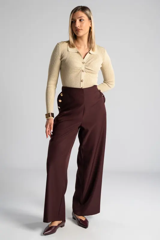 Blouse Lurex Collar Buttons