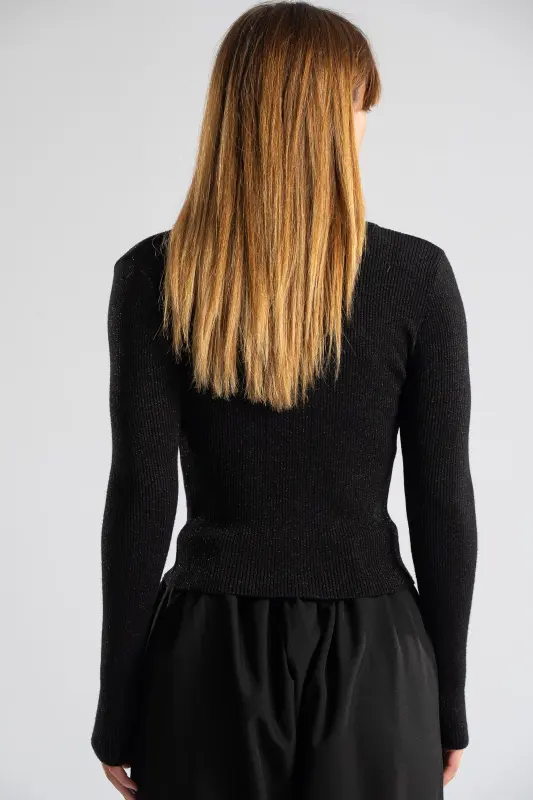 Blouse Lurex Collar Buttons