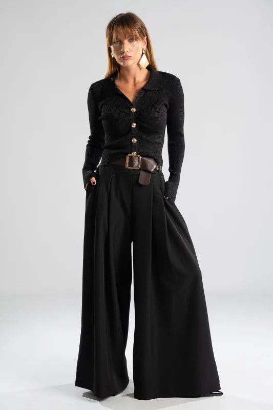 Blouse Lurex Collar Buttons