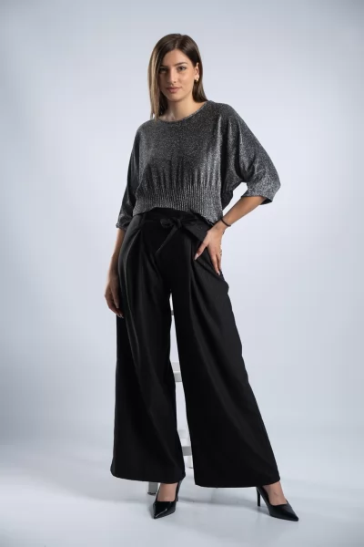 Μπλούζα Lurex Πλισέ Τελείωμα Ασημί
