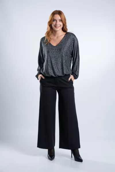 Μπλούζα Lurex Silver-Μαύρη
