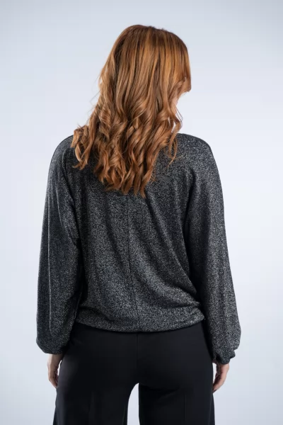 Μπλούζα Lurex Silver-Μαύρη