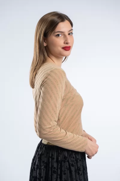 Μπλούζα Μακό Lurex Καραμέλα