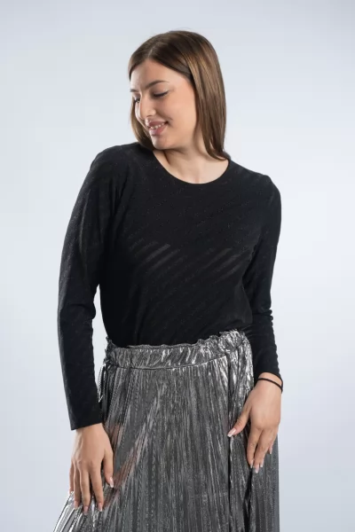 Μπλούζα Μακό Lurex Μαύρη