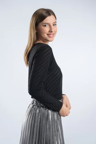 Μπλούζα Μακό Lurex Μαύρη