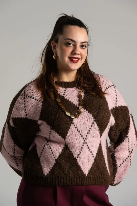 Blouse Long Sleeve Balloon Checkered 