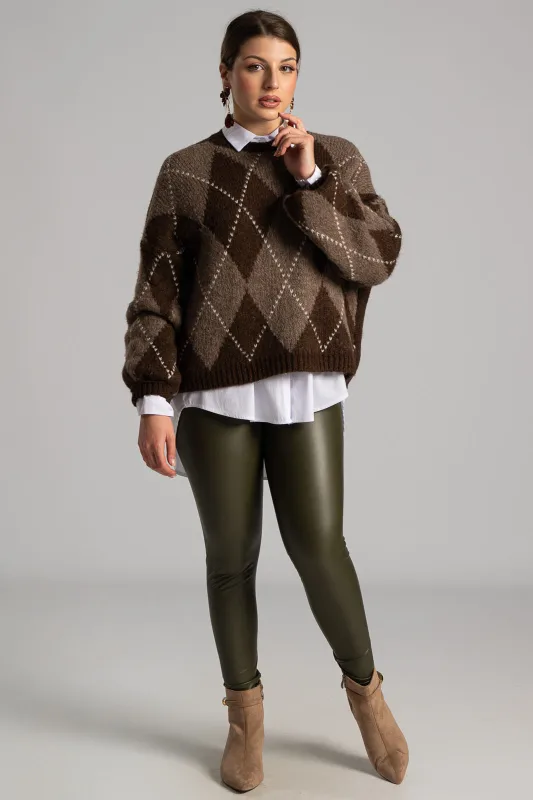 Blouse Long Sleeve Balloon Checkered 